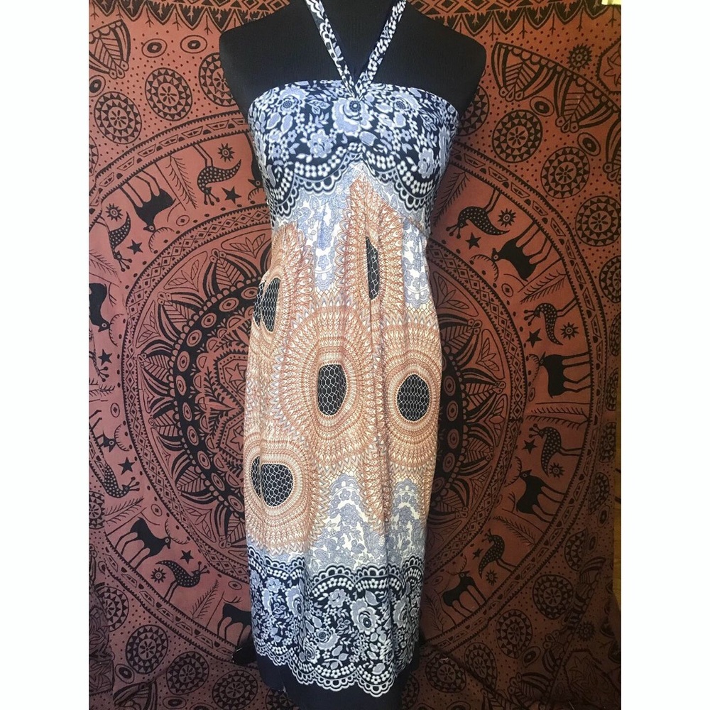 Psychedelic Sky & Sand Halter Dress SIZE SMALL